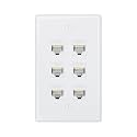 iwillink 1-Pack Cat6 Ethernet Wall Plate, 6-Port RJ45 Wall Plate, White