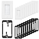 iwillink 10-Pack Brush Wall Plate with Low Voltage Mounting Bracket, White