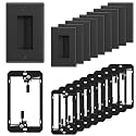 iwillink 10-Pack Brush Wall Plate with Low Voltage Mounting Bracket, Black