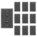 iwillink 10-Pack Cat6 Ethernet Wall Plate, 2-Port RJ45 Wall Plate, Black