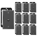 iwillink 10-Pack Cat6 Ethernet Wall Plate, 1-Port Keystone+Bracket, Black