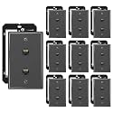 iwillink 10-Pack Cat6 Ethernet Wall Plate, 2-Port Keystone+Bracket, Black