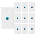 iwillink 10-Pack Cat6 Ethernet Wall Plate, 1-Port RJ45 Wall Plate, Blue
