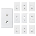iwillink 10-Pack Cat6 Ethernet Wall Plate, 2-Port RJ45 Wall Plate, White
