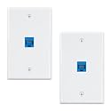 iwillink 2-Pack Cat6 Ethernet Wall Plate, 1-Port RJ45 Wall Plate, Blue
