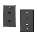iwillink 2-Pack Cat6 Ethernet Wall Plate, 2-Port RJ45 Wall Plate, Black