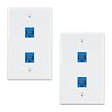 iwillink 2-Pack Cat6 Ethernet Wall Plate, 2-Port RJ45 Wall Plate, Blue