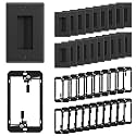 iwillink 20-Pack Brush Wall Plate with Low Voltage Mounting Bracket, Black