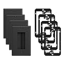 iwillink 4-Pack Brush Wall Plate with Low Voltage Mounting Bracket, Black