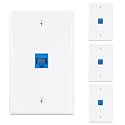 iwillink 4-Pack Cat6 Ethernet Wall Plate, 1-Port RJ45 Wall Plate, Blue