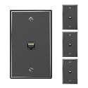iwillink 4-Pack Cat6 Ethernet Wall Plate, 1-Port RJ45 Wall Plate, Black