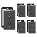 iwillink 5-Pack Cat6 Ethernet Wall Plate, 2-Port Keystone+Bracket, Black