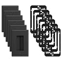 iwillink 6-Pack Brush Wall Plate with Low Voltage Mounting Bracket, Black