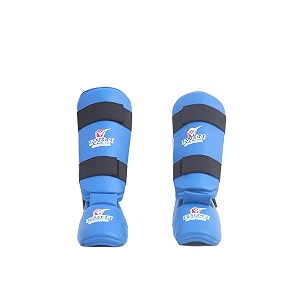 iwin blue karatetaekwondo pu shin guard for leg and foot protection small