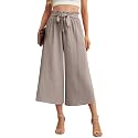 IWOLLENCE Women Flowy Loose Wide Leg Pant Summer Beach Casual Trousers high Waist Adjustable Knot Business Work Casual Pants