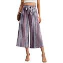 IWOLLENCE Women Flowy Loose Wide Leg Pant Summer Beach Casual Trousers high Waist Adjustable Knot Business Work Casual Pants
