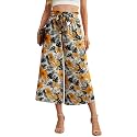 IWOLLENCE Women Flowy Loose Wide Leg Pant Summer Beach Casual Trousers high Waist Adjustable Knot Business Work Casual Pants