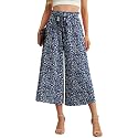 IWOLLENCE Women Flowy Loose Wide Leg Pant Summer Beach Casual Trousers high Waist Adjustable Knot Business Work Casual Pants