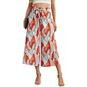 IWOLLENCE Women Flowy Loose Wide Leg Pant Summer Beach Casual Trousers high Waist Adjustable Knot Business Work Casual Pants