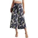 IWOLLENCE Women Flowy Loose Wide Leg Pant Summer Beach Casual Trousers high Waist Adjustable Knot Business Work Casual Pants
