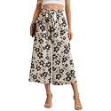 IWOLLENCE Women Flowy Loose Wide Leg Pant Summer Beach Casual Trousers high Waist Adjustable Knot Business Work Casual Pants
