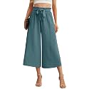 IWOLLENCE Women Flowy Loose Wide Leg Pant Summer Beach Casual Trousers high Waist Adjustable Knot Business Work Casual Pants