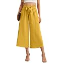 IWOLLENCE Women Flowy Loose Wide Leg Pant Summer Beach Casual Trousers high Waist Adjustable Knot Business Work Casual Pants