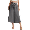 IWOLLENCE Women Flowy Loose Wide Leg Pant Summer Beach Casual Trousers high Waist Adjustable Knot Business Work Casual Pants