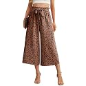 IWOLLENCE Women Flowy Loose Wide Leg Pant Summer Beach Casual Trousers high Waist Adjustable Knot Business Work Casual Pants