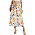 IWOLLENCE Women Flowy Loose Wide Leg Pant Summer Beach Casual Trousers high Waist Adjustable Knot Business Work Casual Pants