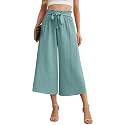 IWOLLENCE Women Flowy Loose Wide Leg Pant Summer Beach Casual Trousers high Waist Adjustable Knot Business Work Casual Pants