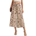 IWOLLENCE Women Flowy Loose Wide Leg Pant Summer Beach Casual Trousers high Waist Adjustable Knot Business Work Casual Pants