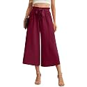 IWOLLENCE Women Flowy Loose Wide Leg Pant Summer Beach Casual Trousers high Waist Adjustable Knot Business Work Casual Pants