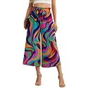 IWOLLENCE Women Flowy Loose Wide Leg Pant Summer Beach Casual Trousers high Waist Adjustable Knot Business Work Casual Pants