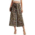 IWOLLENCE Women Flowy Loose Wide Leg Pant Summer Beach Casual Trousers high Waist Adjustable Knot Business Work Casual Pants