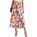 IWOLLENCE Women Flowy Loose Wide Leg Pant Summer Beach Casual Trousers high Waist Adjustable Knot Business Work Casual Pants
