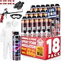 IXIRPRO PU Spray Foam Insulation Kit (18 PK Kit - 30oz) Class A Insulation Foam, ASTM E84 Tested, Includes Gun, Cleaner, Protective Coverall, Goggles, Gloves and Accessories