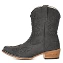 IXU Cowboy Boots for Women Ankle Cowgirl Boots Western Embroidered Booties