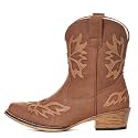 IXU Cowboy Boots for Women Ankle Cowgirl Boots Western Embroidered Booties