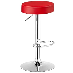 iyb essilor pu leather 360 height adjustable bar stool  red 1 piece