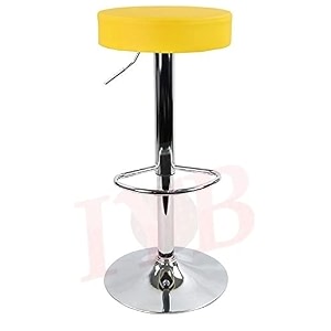 iyb- yellow round bar stool pu leather with footrest height adjustable swivel bar chair home kitchen bar stools backless stool