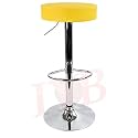 IYB- Yellow Round Bar Stool PU Leather with Footrest Height Adjustable Swivel Bar Chair Home Kitchen Bar Stools Backless Stool