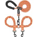 iYoShop Double Dog Leash, 360° Swivel, No Tangle, Large, 25-150 lbs, Orange