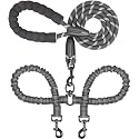 iYoShop Double Dog Leash, 360° Swivel, No Tangle, Medium, 8-35 lbs, Black