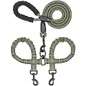 iYoShop Double Dog Leash, 360° Swivel, No Tangle, Large, Military Green