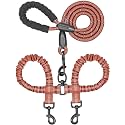 iYoShop Double Dog Leash, 360° Swivel, No Tangle, Large, 25-150 lbs, Brown