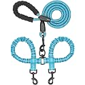 iYoShop Double Dog Leash, 360° Swivel, No Tangle, Medium, 8-35 lbs, Blue