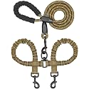 iYoShop Double Dog Leash, 360° Swivel, No Tangle, Large, 25-150 lbs, Khaki