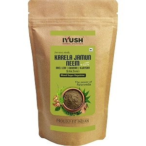 iyush herbal ayurvedic karela jamun neem powder with gudmar vijaysar and bael leaf - 900 g