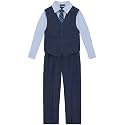 IZOD Boys' 4-piece Formal Dress Up Suit Set, Vest, Pants, Collared Shirt, and Tie